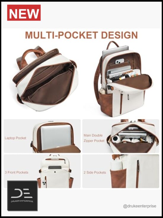 Leather Laptop Backpack 15.6 Inch Travel Backpack Large Capacity Daypack
